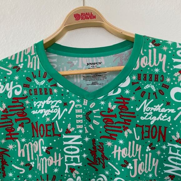 Holiday Pajama Set Christmas Greetings Red, White & Green Joyspun Women's Medium - Picture 5 of 13
